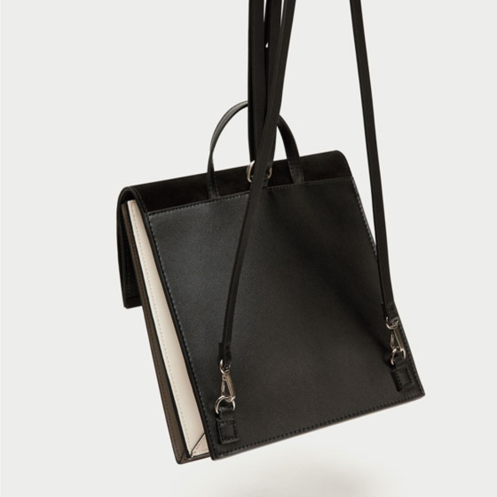 ZARA SLEEK LEATHER BACKPACK WITH METALLIC DETAIL - Picture 6 of 8